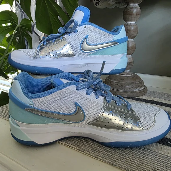 Nike Ja Se 1 Kids Blue and Silver Sneakers Size 6.5 - Picture 2 of 10